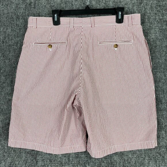 GREG NORMN SHORTS MENS 36 RED SEERSUCKER CHINO GOLFING CLUB RESORT CASUAL COTTON - Picture 2 of 8